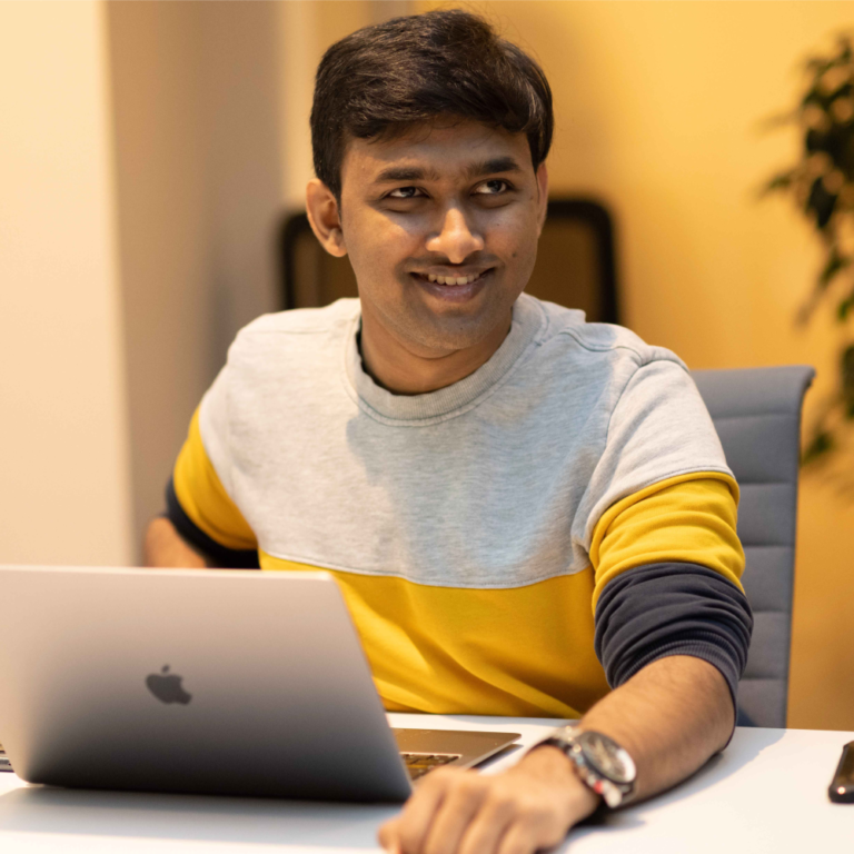 Supan Maniar Using Laptop